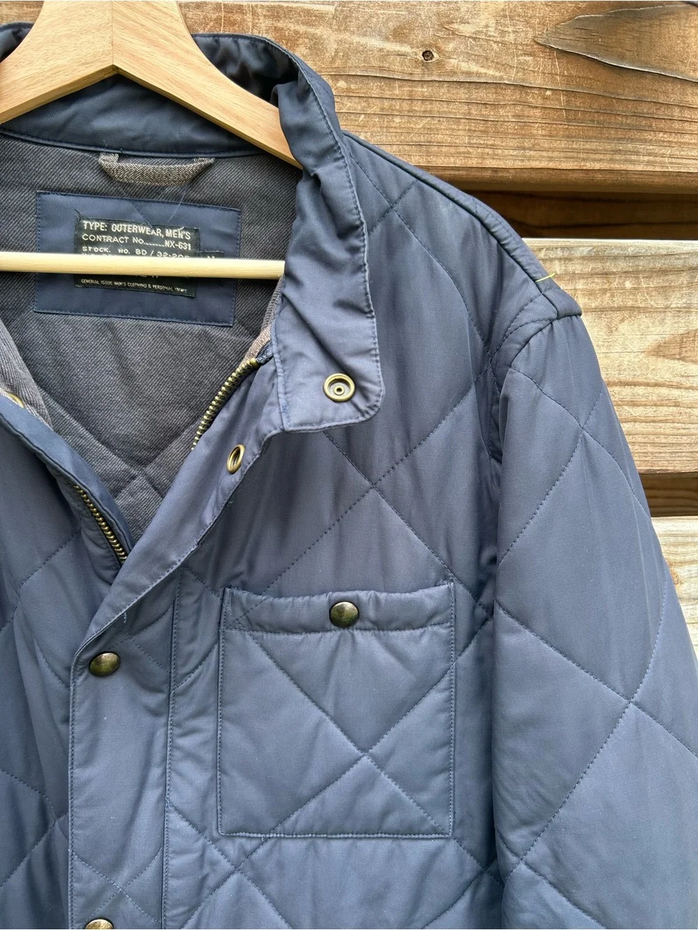 J Crew Navy Quilted Sussex Military Field Jacket - Mens M